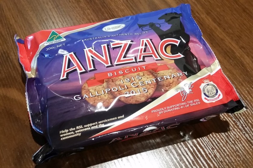 Anzac cookies, handed to me by a marine, before the parade started.