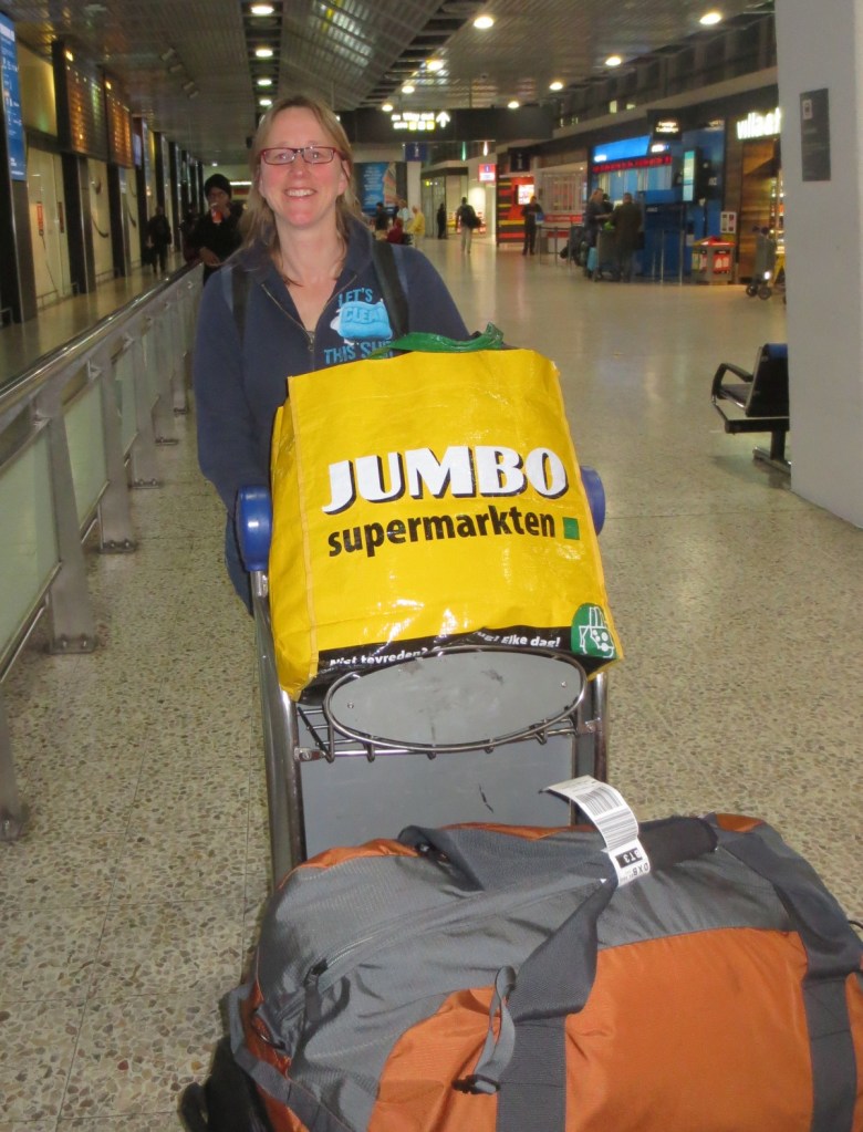 Slightly tired and red-eyed, but all in one piece and with a smile on her face.