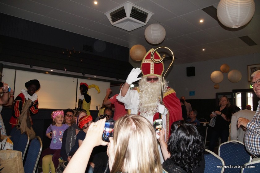 Contrary to what Sint wears in the Netherlands, here he is sporting sunglasses. Cool.