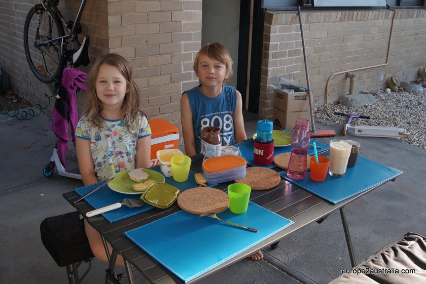 Starting the day with an outdoor breakfast.