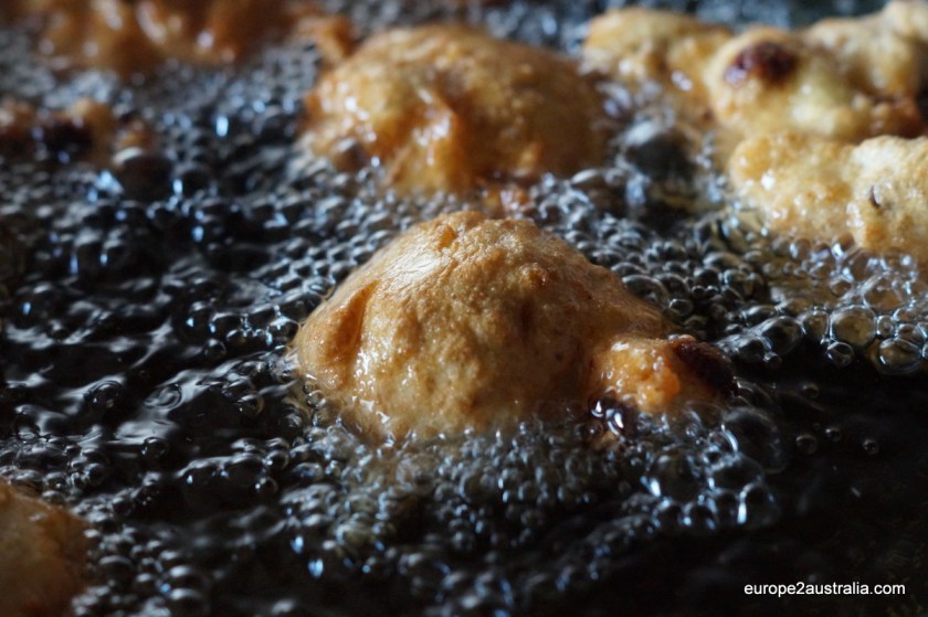 The dough is dropped in hot oil to make this very Dutch " delicacy" .