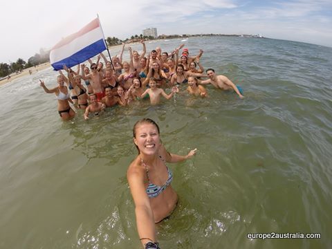 The water was warm enough for a group selfie.
