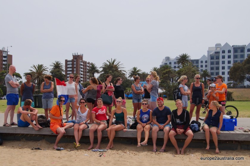 Everyone assembling at St. Kilda beach. Most of the Dutchies here were on vacation or short stays.