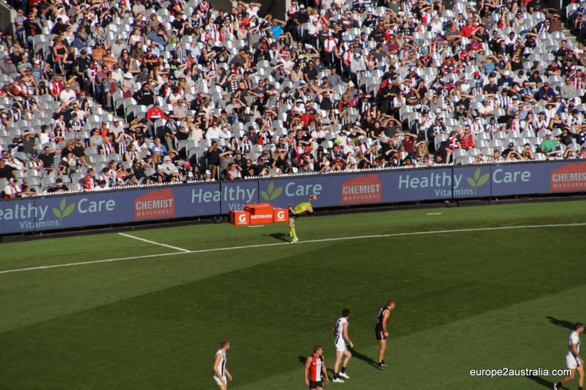 When a ball goes out of bounds unintentionally, one of the refs tosses it back in. Backwards. And pretty high.