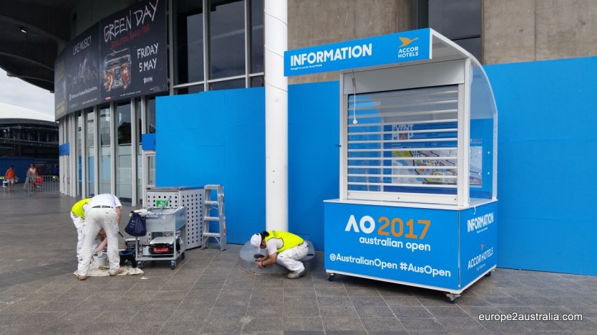 Final touches being applied to the venues to cater for the large crowds expected during the actual tournament.