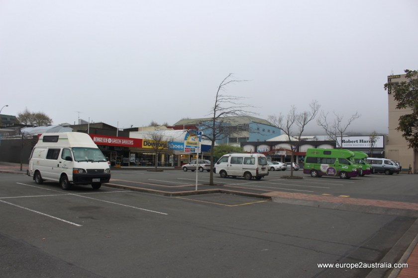 Freedom camping in the middle of a city center.